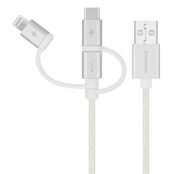 Кабель MOMAX One Link 3-in-1 (USB-A to Micro/Lightning/Type C) 3A 1.2m DX1