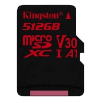 Карта памяти MicroSDXC 512GB Kingston Class10 UHS-1 U3 V30 A1(90/80 Mb/s)+ SD адаптер (SDCR/512GB)