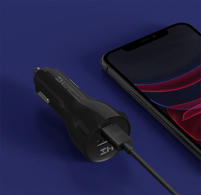 Автомобильная зарядка Xiaomi ZMI 45W Fast Charging Dual Port USB/Type-C (AP721)