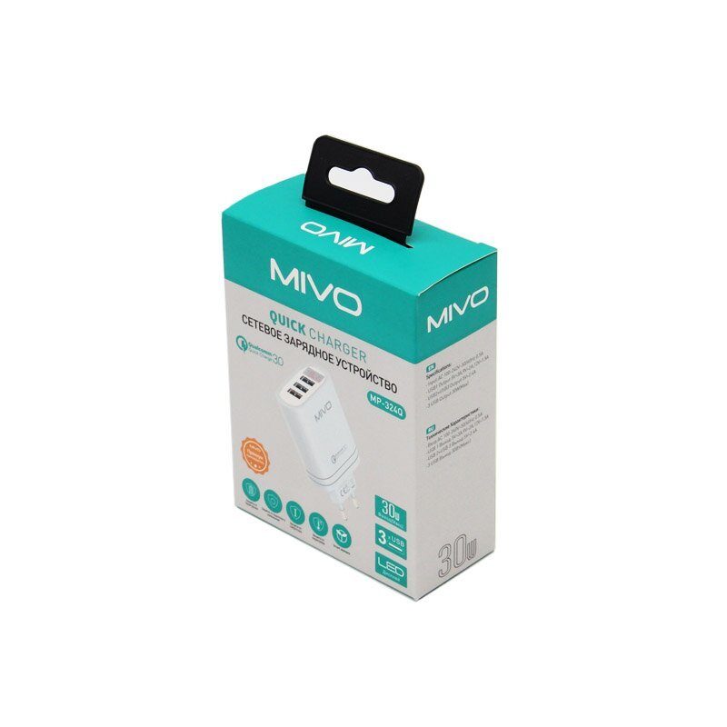 Сетевое зарядное устройство MIVO 3A 30W 3xUSB QC3.0 MP-324Q