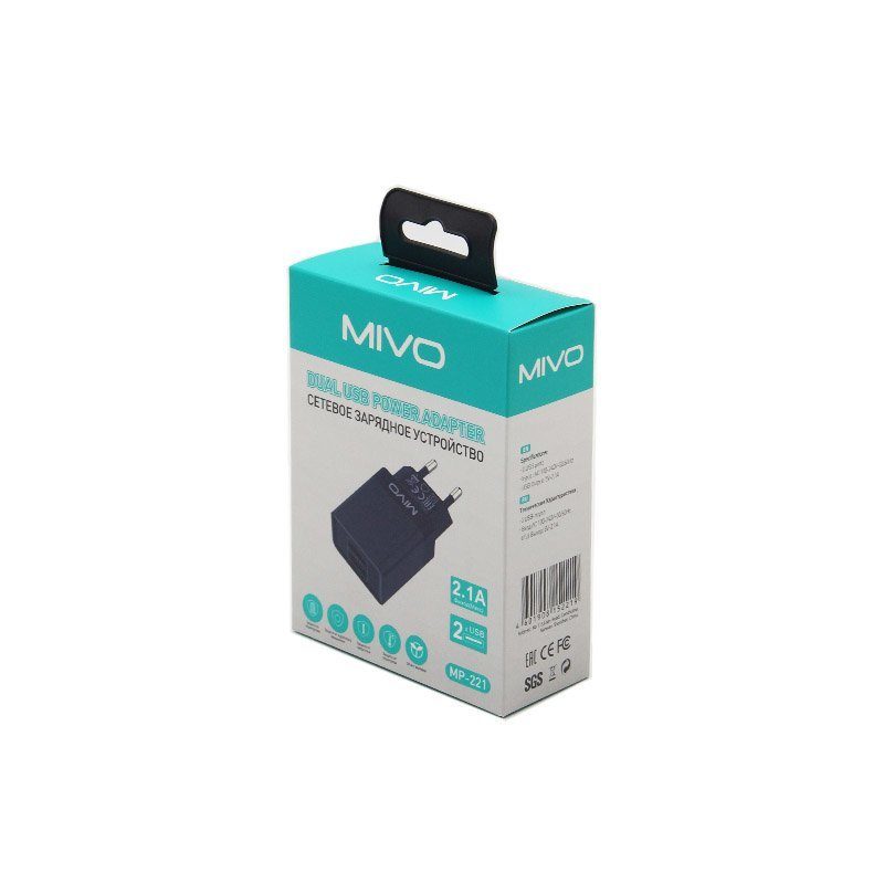 Сетевое зарядное устройство MIVO 2.1A 2xUSB  MP-221
