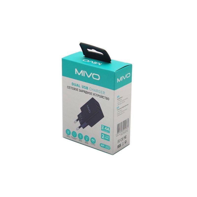 Сетевое зарядное устройство MIVO 2.4A 2xUSB  MP-223