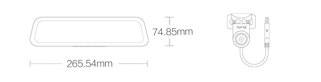 Зеркало видеорегистратор с 2 камерами Xiaomi 70mai Rearview Dash Cam Wide (Midrive D07+Midrive RC04)
