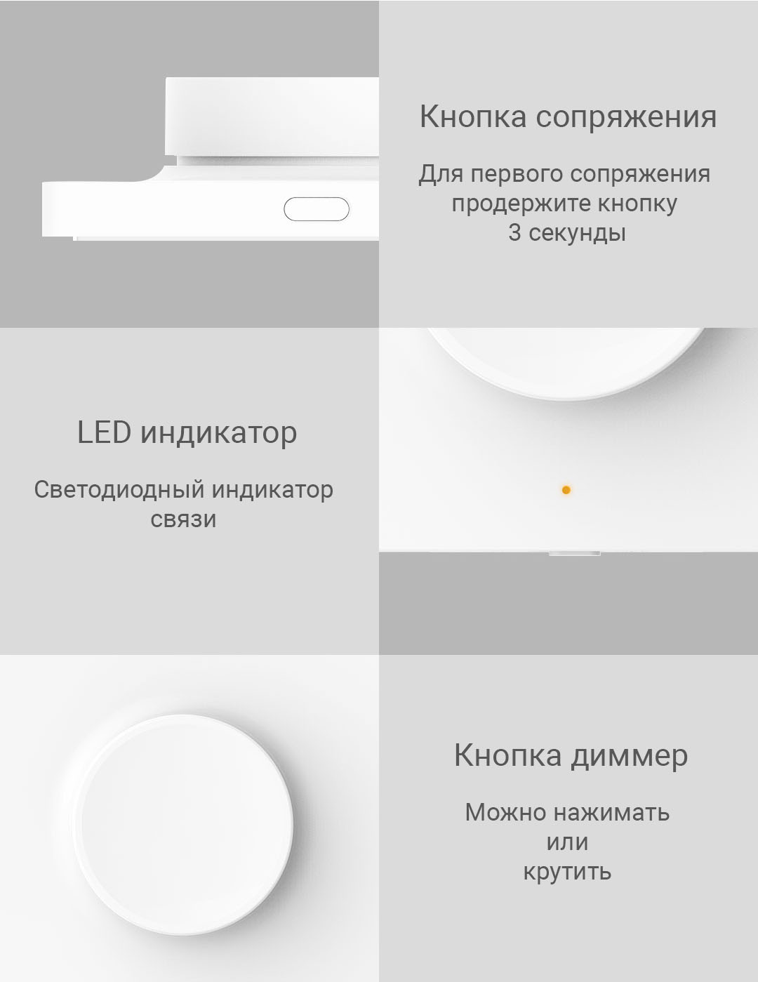Настенный диммер Xiaomi Yeelight Bluetooth Smart Dimmer (YLKG08YL)