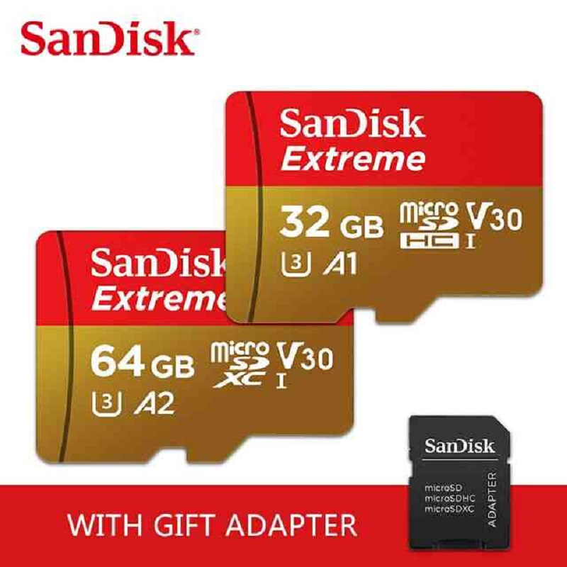 Карта памяти MicroSD  32GB  SanDisk Class 10 Extreme Action Cameras UHS-I U3 A1 (100 Mb/s) 