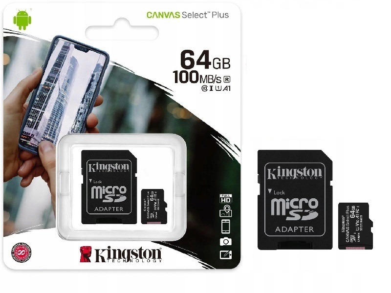 Карта памяти MicroSDXC Kingston 64GB Class 10 Canvas Select UHS-I U1 (80 Mb/s)(SDCS/64GB)